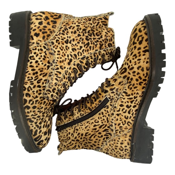 Lucky Brand Shoes - NWOT Lucky Brand Idara animal print cow hair lace up lug sole boots, 8M